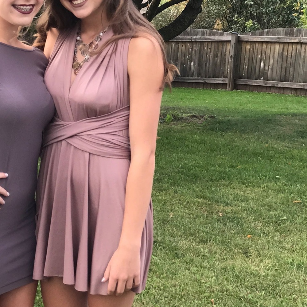 Lace up blush dress